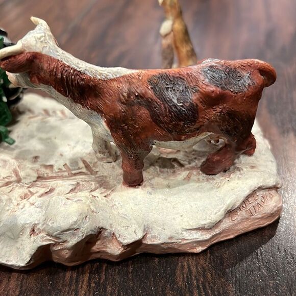 Vtg Collectibles Red Oak Winter Calf on John Deere  Christmas ERTL LOWELL DAVIS - Picture 6 of 7